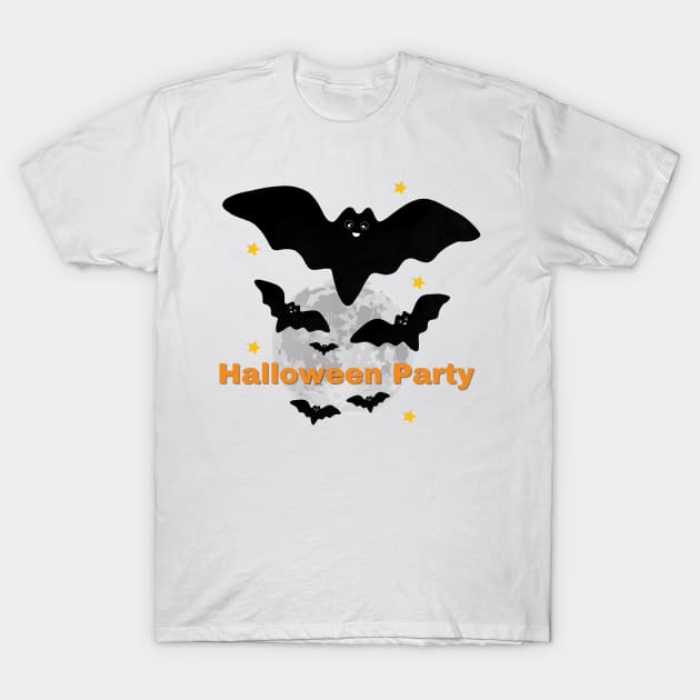 Bats at Halloween party T-Shirt by borntostudio